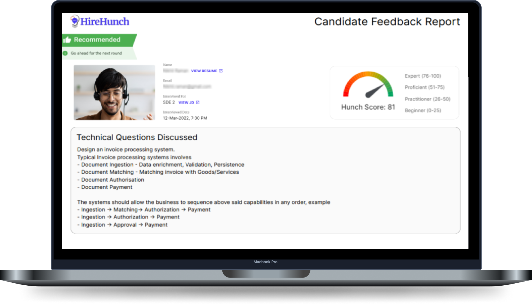 HunchServe Platform Interface